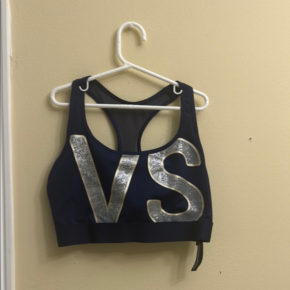 Victoria's Secret Navy Sports Bra with Silver Accents